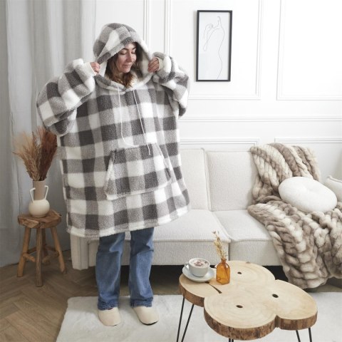 Bluza ocieplana długa/ snuddie w kratę