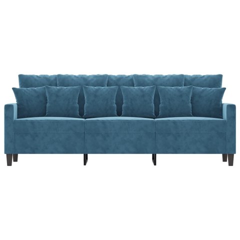 Sofa 3-osobowa, niebieski, 180 cm, tapicerowana aksamitem