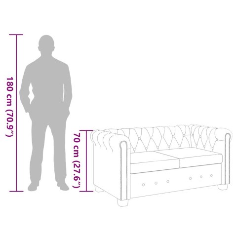 Sofa 2-osobowa w stylu Chesterfield, sztuczna skóra, biała