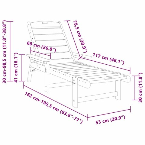 Leżaki słoneczne 2 szt. czarny 162x53x98,5 cm HDPE