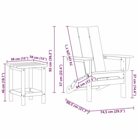 Zestaw ogrodowy z 3 elementami granatowy HDPE
