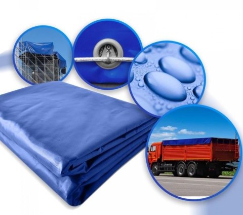 JAGO Plandeka 650 g/m², oczka aluminiowe, niebieska, 4 x 8 m