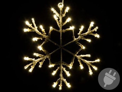 Świąteczna LED dekoracja - płatek śniegu, 30 cm, ciepła biel