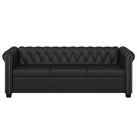 Zestaw sof typu Chesterfield: 2- i 3-osobowa, eko-skóra, czarne