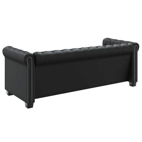 Zestaw sof typu Chesterfield: 2- i 3-osobowa, eko-skóra, czarne