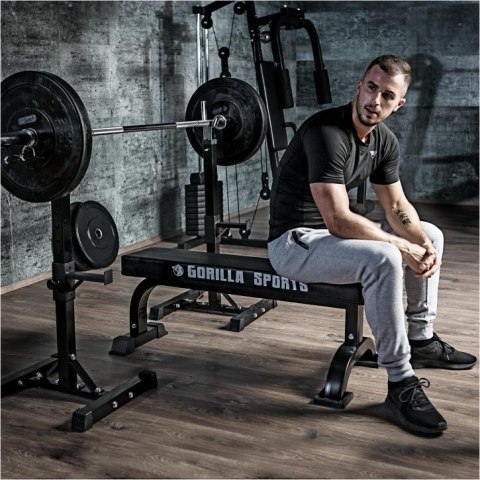 GorillaSports Stojak na sztangę, regulowany, 160 cm