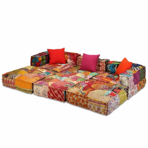 Puf modułowy, 3-osobowy, patchwork, tkanina