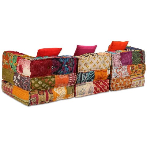 Puf modułowy, 3-osobowy, patchwork, tkanina