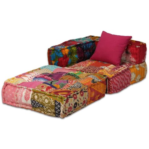 Puf modułowy, 4-osobowy, patchwork, tkanina
