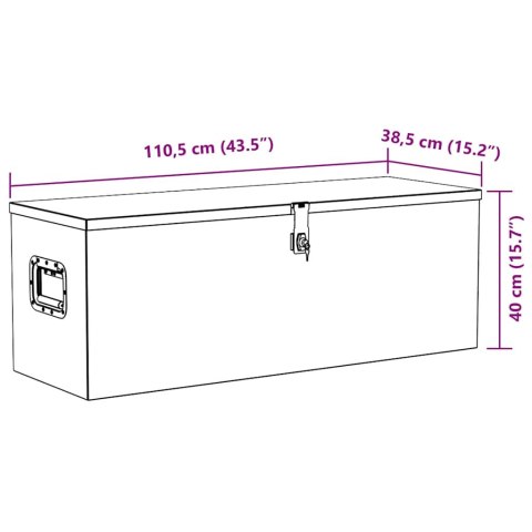 Aluminiowa skrzynia, 110,5 x 38,5 x 40 cm, srebrna
