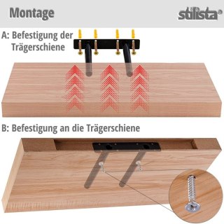 Półka ścienna Stilista Volato, 50 cm, białe drewno