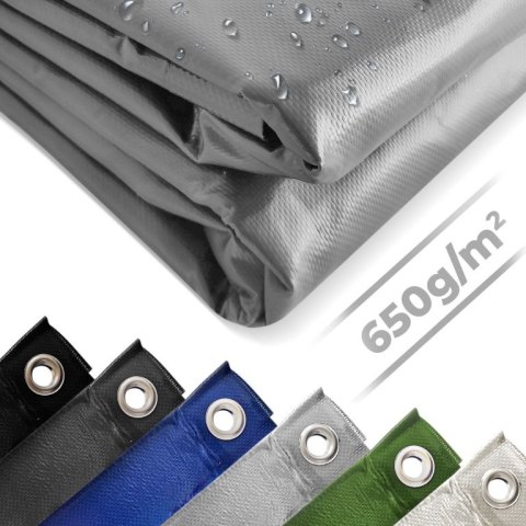JAGO Plandeka 650 g/m², aluminiowe oczka, szara, 3 × 6 m