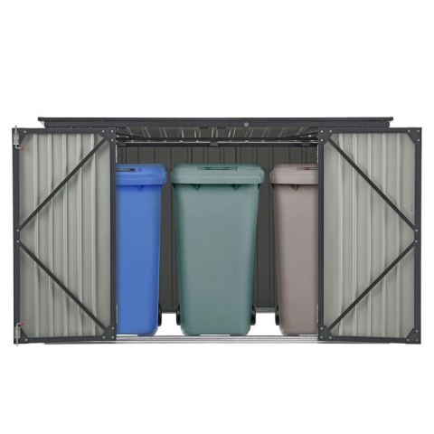 Metalowa wiata na 3 śmietniki, 200×105×128 cm