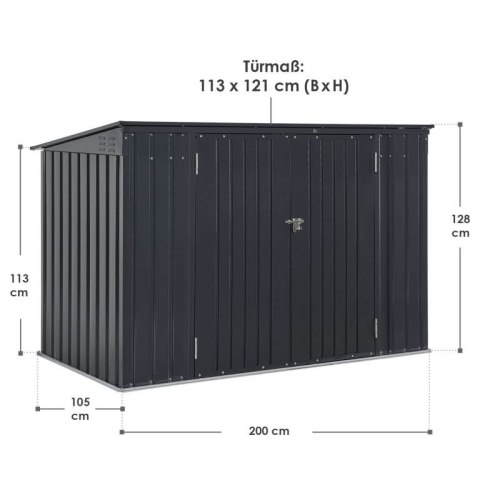 Metalowa wiata na 3 śmietniki, 200×105×128 cm