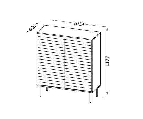 Komoda 4D CORTINA 102x40x118 czarny/orzech