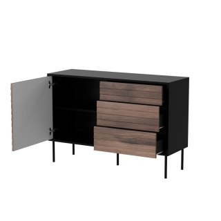 Komoda 1D3S CORTINA 120x40x81 czarny/orzech