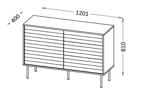 Komoda 1D3S CORTINA 120x40x81 czarny/orzech