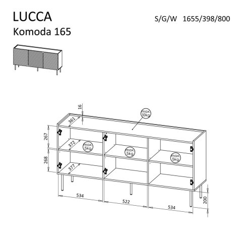 Komoda 3D LUCCA 165x40x80 czarny