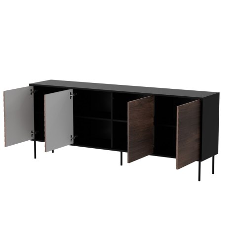 Komoda 4D CORTINA 200x40x81 czarny/orzech
