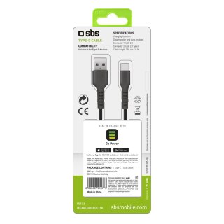 Kabel przewód USB-A - USB-C 1.5m - czarny