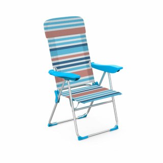 Marbueno Silla Plegable 5 Pozycji Aluminiowa z Poduszką Pasy Pomarańczowe 69X58X110 cm