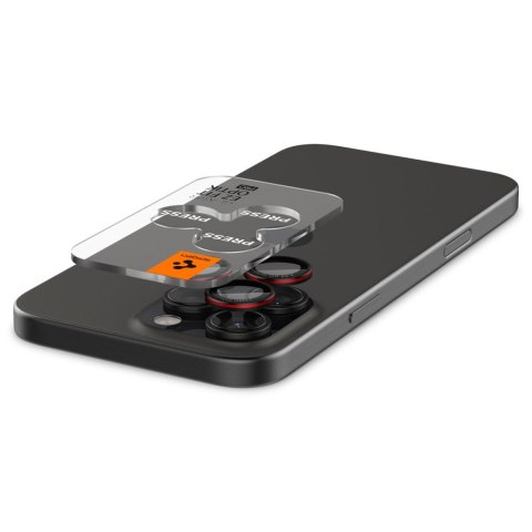 Szkło hartowane na aparat do iPhone 14 Pro/Pro Max/15 Pro/Pro Max/16 Pro/16 Pro Max - czarne z czerwoną obwódką
