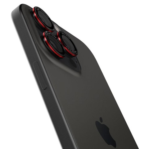 Szkło hartowane na aparat do iPhone 14 Pro/Pro Max/15 Pro/Pro Max/16 Pro/16 Pro Max - czarne z czerwoną obwódką