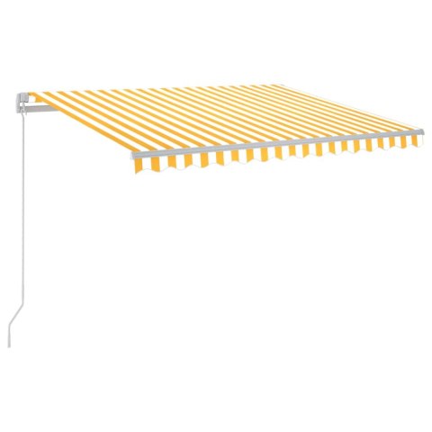 Ręcznie zwijana markiza z LED, 300 x 250 cm, żółto-biała