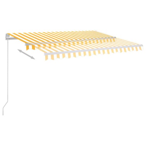 Ręcznie zwijana markiza z LED, 300 x 250 cm, żółto-biała