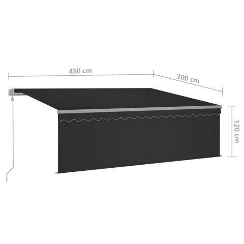 Automatycznie zwijana markiza, LED i czujnik wiatru, 4,5x3 m