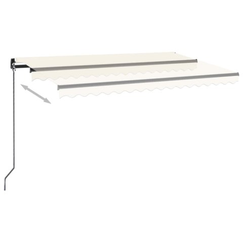 Ręcznie zwijana markiza z LED, 400 x 350 cm, kremowa
