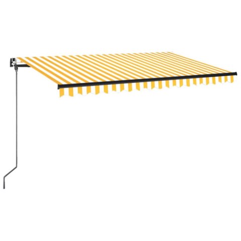 Ręcznie zwijana markiza z LED, 450x350 cm, żółto-biała