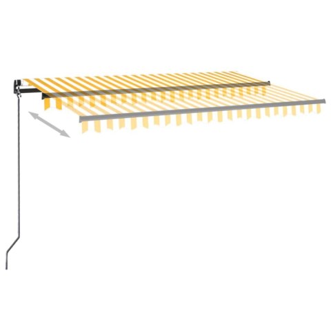 Ręcznie zwijana markiza z LED, 450x350 cm, żółto-biała