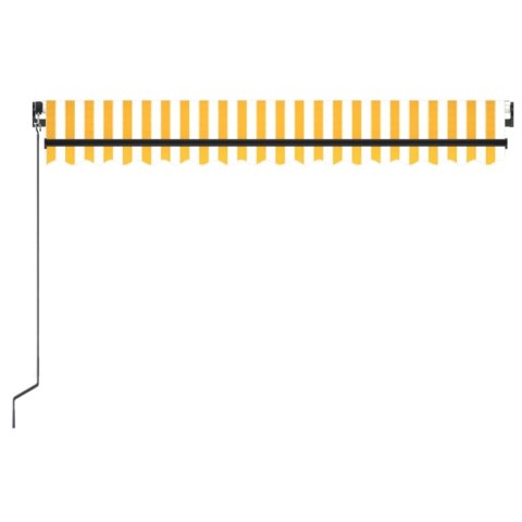 Ręcznie zwijana markiza z LED, 450x350 cm, żółto-biała
