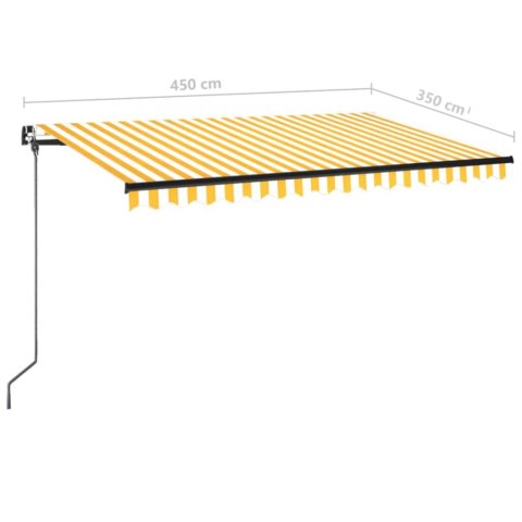 Ręcznie zwijana markiza z LED, 450x350 cm, żółto-biała
