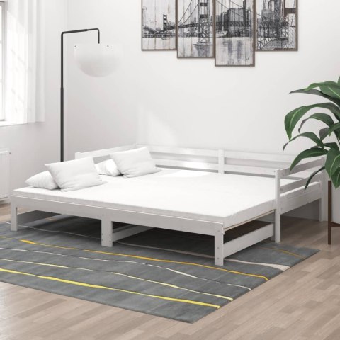 Łóżko wysuwane, 2 x (90x200) cm, białe, lite drewno sosnowe