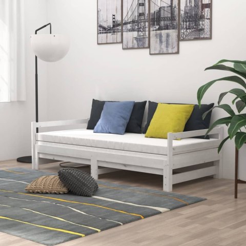Łóżko wysuwane, 2 x (90x200) cm, białe, lite drewno sosnowe