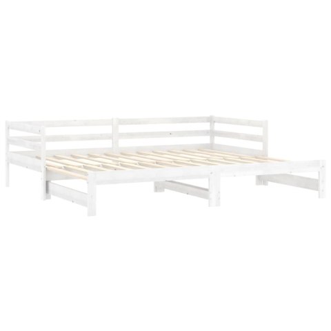 Łóżko wysuwane, 2 x (90x200) cm, białe, lite drewno sosnowe