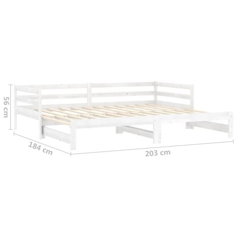 Łóżko wysuwane, 2 x (90x200) cm, białe, lite drewno sosnowe