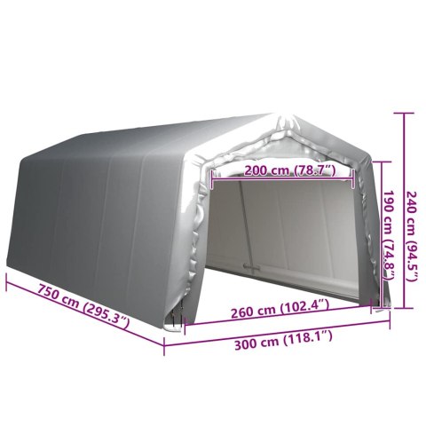 Namiot magazynowy, 300 x 750 cm, stal, szary
