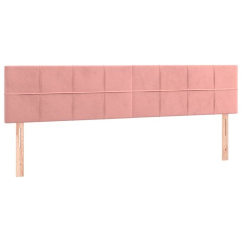 Łóżko kontynentalne z materacem, różowe, aksamit, 200x200 cm