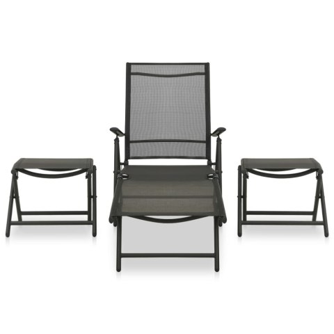 3-cz. zestaw mebli do ogrodu, textilene, aluminium, czarny