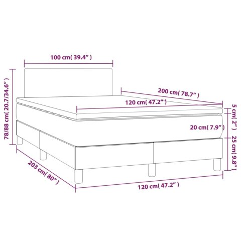 Łóżko kontynentalne, materac i LED cappuccino 120x200cm