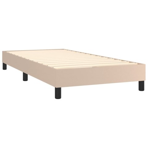 Łóżko kontynentalne, materac i LED cappuccino ekoskóra 90x200cm