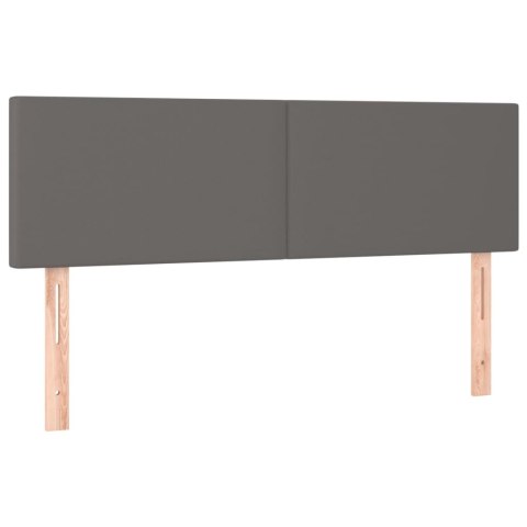 Łóżko kontynentalne z materacem i LED, szara ekoskóra 140x200cm