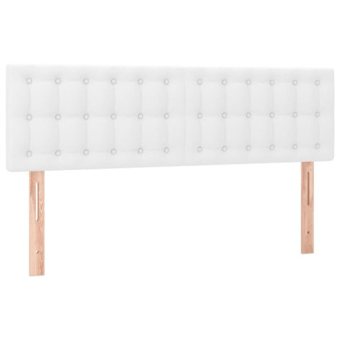 Łóżko kontynentalne z materacem i LED, biała ekoskóra 140x190cm