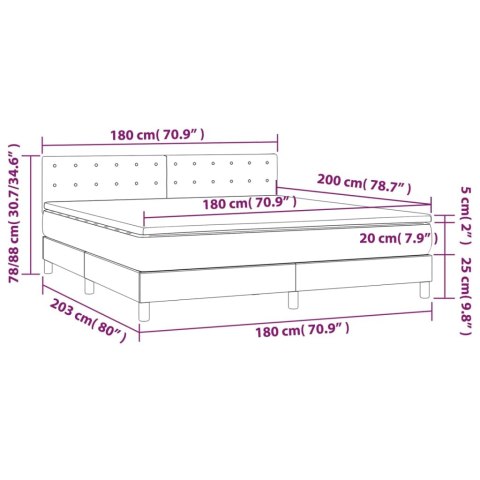 Łóżko kontynentalne z materacem i LED, biała ekoskóra 180x200cm
