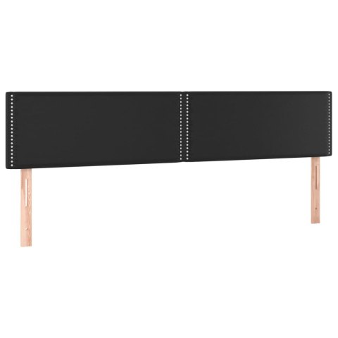Łóżko kontynentalne z materacem i LED czarna ekoskóra 180x200cm