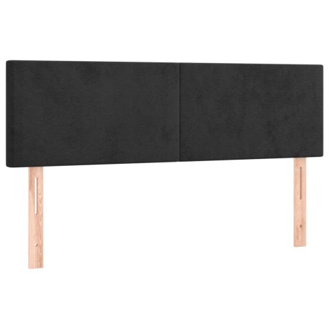 Łóżko kontynentalne z materacem i LED, czarny aksamit 140x200cm