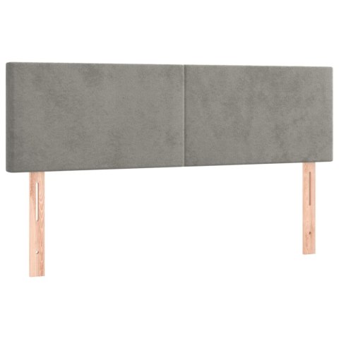Łóżko kontynentalne z materacem i LED, szare 140x200cm, aksamit